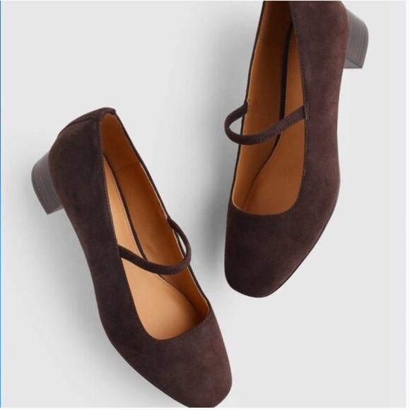 Madewell Shoes - Madewell Greta Pump Heels 8.5 NWT Dark Roast Brown Suede Mary Jane Pumps NX093